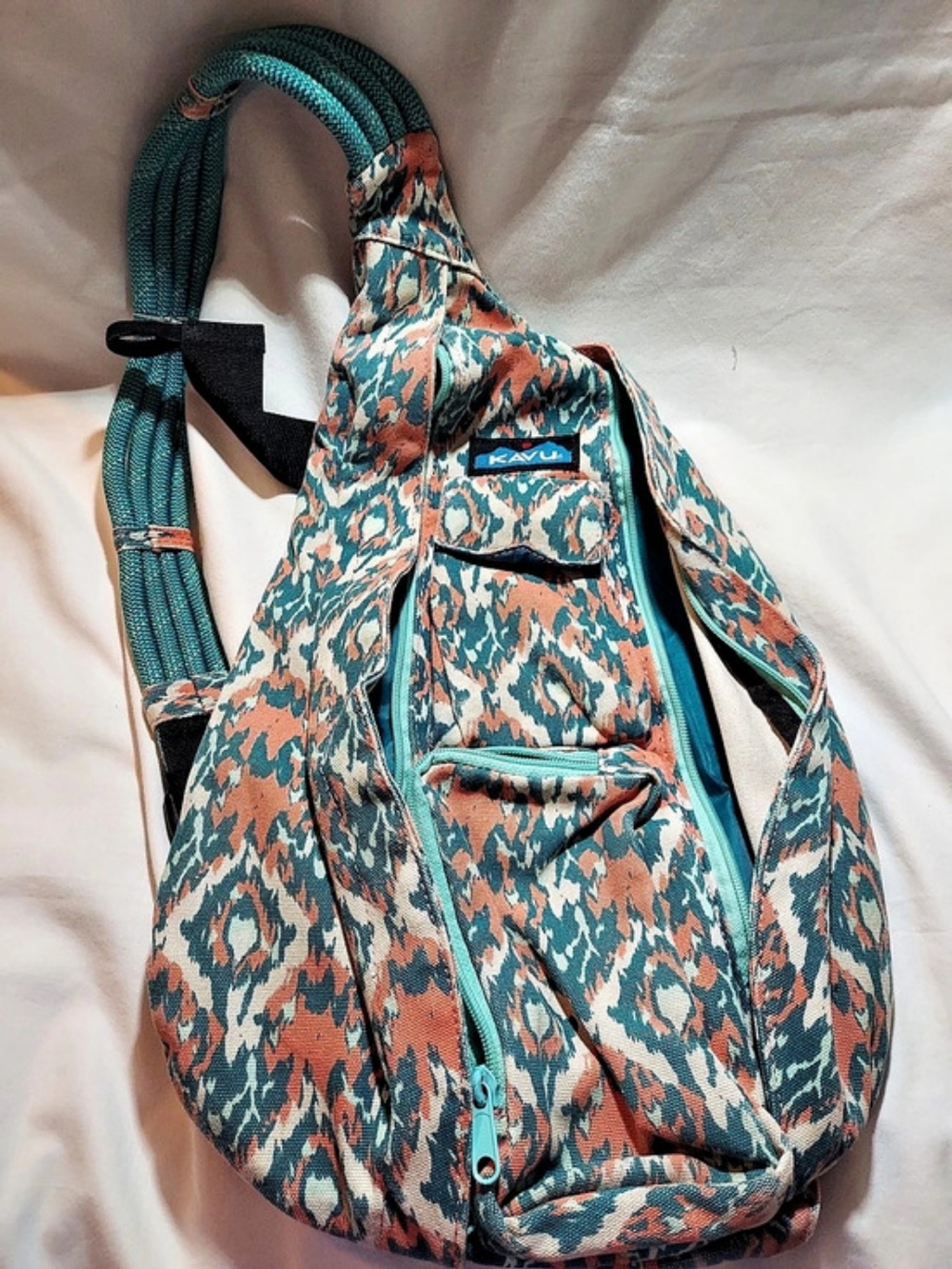 KAVU Original Rope Bag Sling Crossbody Backpack Beach Paint Geometric